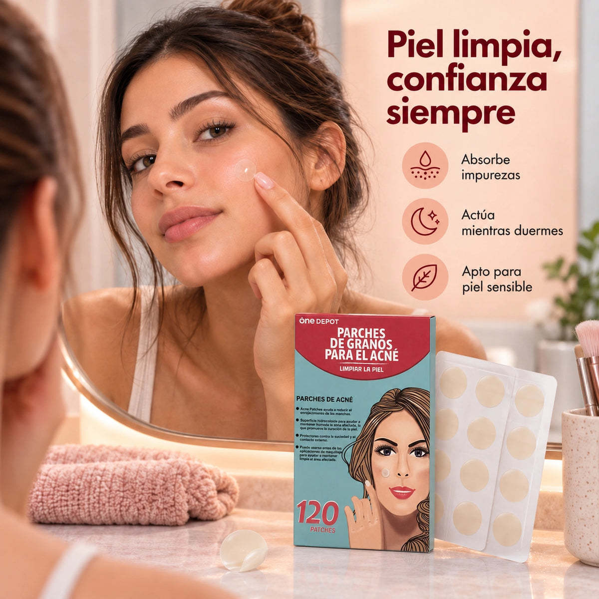 3 packs de parches para acné (120 unidades)